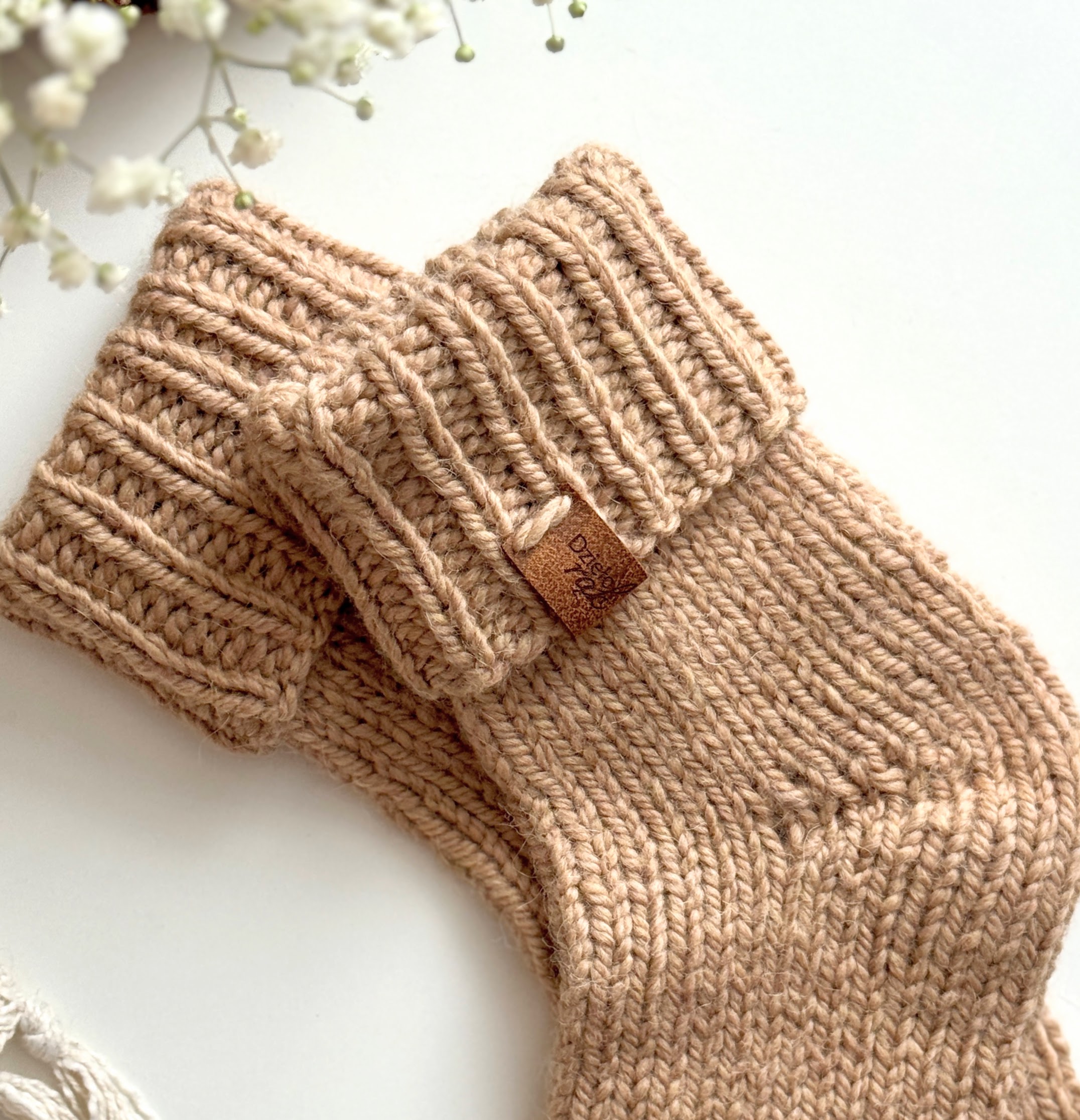 Grube skarpety wełniane - model klasyczny - kolor orzech ziemny - obrazek 4